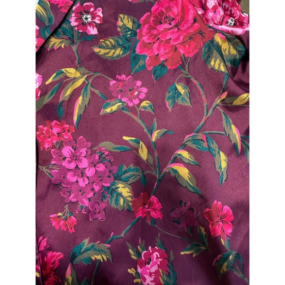 Victoria Secret Glazed Satin Pajama PJ Set Red Pink Roses‎ Afterhours Large - Picture 3 of 5